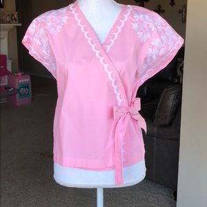 Madewell Embroidered Kimono Top - Pink